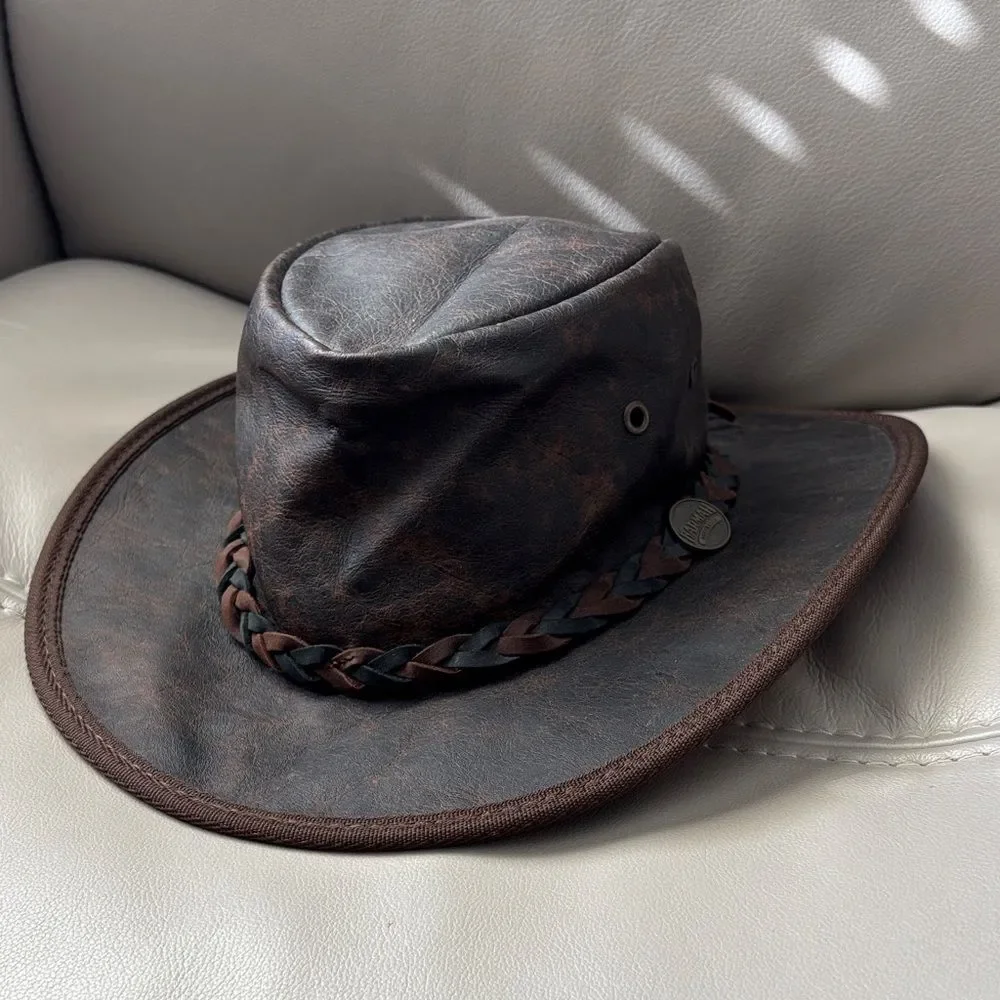 Barmah Crackle Kangaroo Leather Squashy hat.